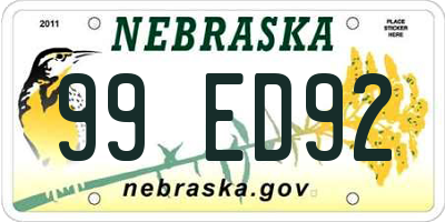 NE license plate 99ED92