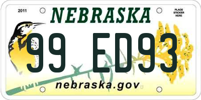 NE license plate 99ED93