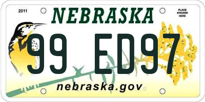 NE license plate 99ED97