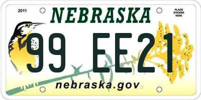 NE license plate 99EE21