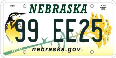 NE license plate 99EE25