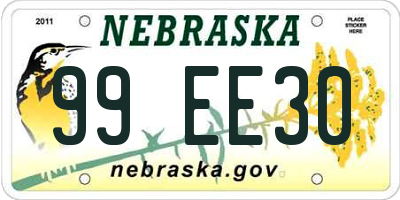 NE license plate 99EE30