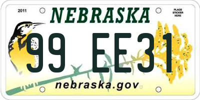 NE license plate 99EE31