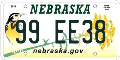 NE license plate 99EE38