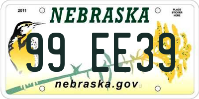 NE license plate 99EE39