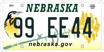 NE license plate 99EE44