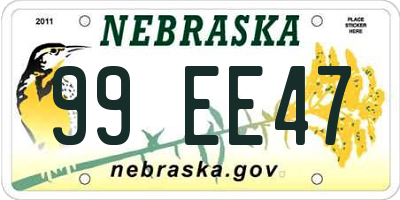 NE license plate 99EE47