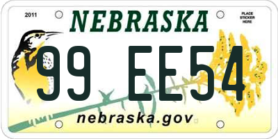 NE license plate 99EE54