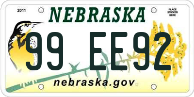 NE license plate 99EE92