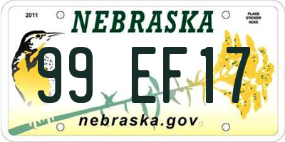 NE license plate 99EF17