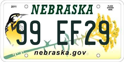 NE license plate 99EF29