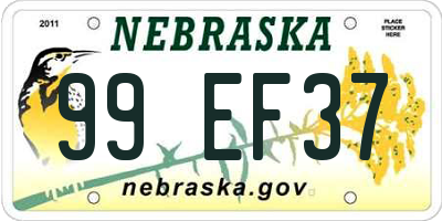 NE license plate 99EF37