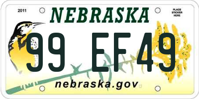 NE license plate 99EF49