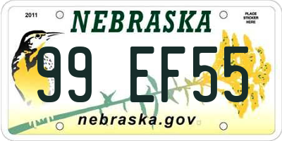 NE license plate 99EF55