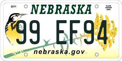 NE license plate 99EF94