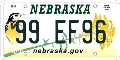 NE license plate 99EF96