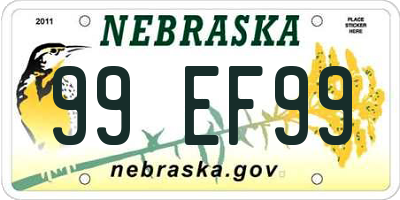 NE license plate 99EF99