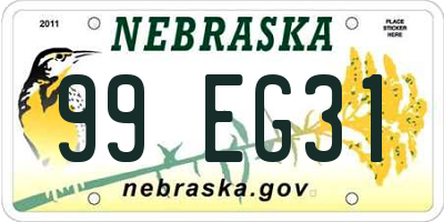NE license plate 99EG31