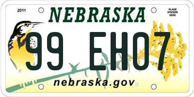 NE license plate 99EH07