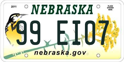 NE license plate 99EI07
