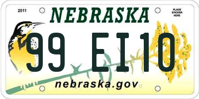NE license plate 99EI10