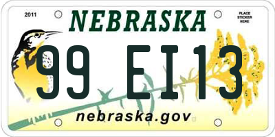 NE license plate 99EI13