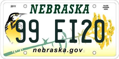 NE license plate 99EI20