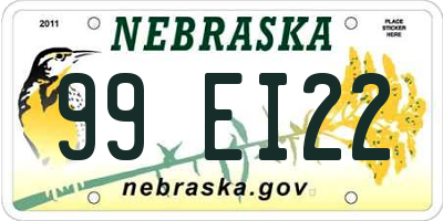 NE license plate 99EI22