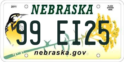 NE license plate 99EI25