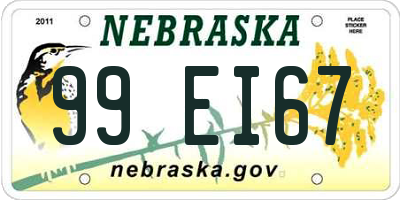 NE license plate 99EI67