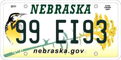 NE license plate 99EI93