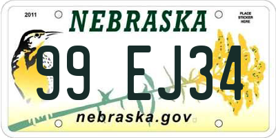 NE license plate 99EJ34