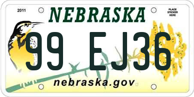 NE license plate 99EJ36