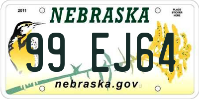 NE license plate 99EJ64