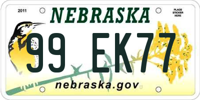 NE license plate 99EK77
