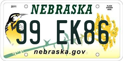NE license plate 99EK86