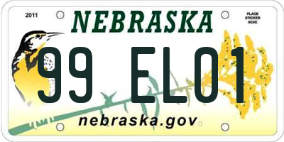 NE license plate 99EL01