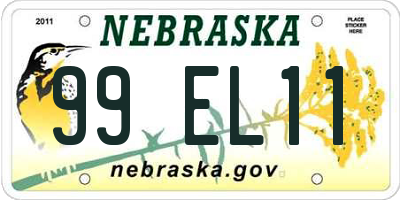 NE license plate 99EL11