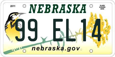 NE license plate 99EL14