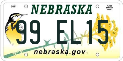 NE license plate 99EL15