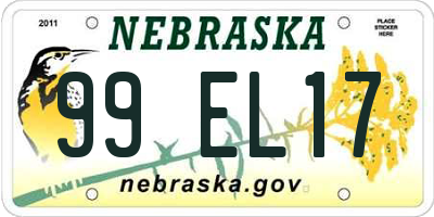 NE license plate 99EL17