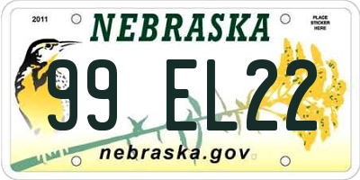 NE license plate 99EL22