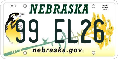 NE license plate 99EL26
