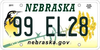 NE license plate 99EL28