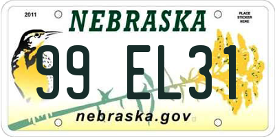 NE license plate 99EL31