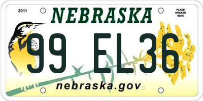 NE license plate 99EL36