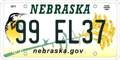 NE license plate 99EL37