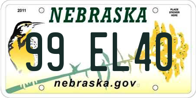 NE license plate 99EL40