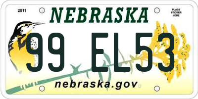 NE license plate 99EL53