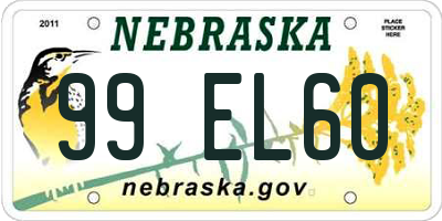 NE license plate 99EL60